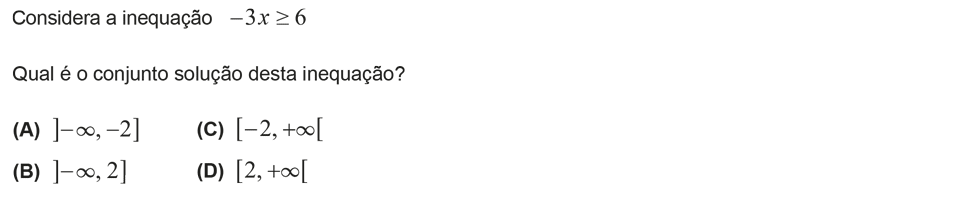 Exercício de escolha múltipla com origem no exame nacional de matemática do 9º ano, publicado em 2015, 2ª fase.