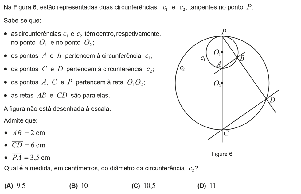 Exercício de escolha múltipla com origem no exame nacional de matemática do 9º ano, publicado em 2016, 2ª fase.