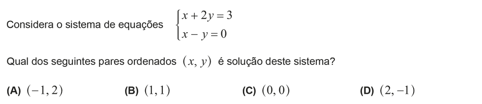 Exercício de escolha múltipla com origem no exame nacional de matemática do 9º ano, publicado em 2017, 2ª fase.