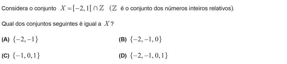 Exercício de escolha múltipla com origem no exame nacional de matemática do 9º ano, publicado em 2017, 2ª fase.