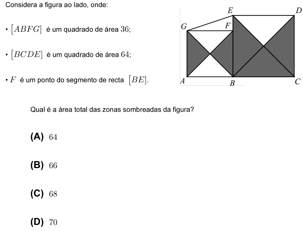 Exercício de escolha múltipla com origem no teste intermédio de matemática do 9º ano, publicado em 2008-01-31.