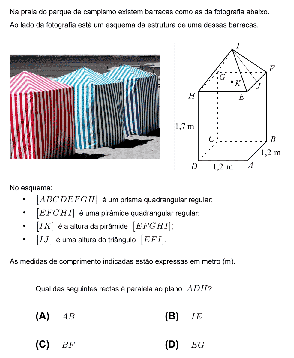 Exercício de escolha múltipla com origem no teste intermédio de matemática do 9º ano, publicado em 2008-05-07.
