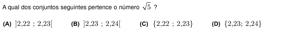 Exercício de escolha múltipla com origem no teste intermédio de matemática do 9º ano, publicado em 2009-02-09.