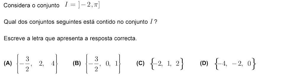 Exercício de escolha múltipla com origem no teste intermédio de matemática do 9º ano, publicado em 2010-02-03.