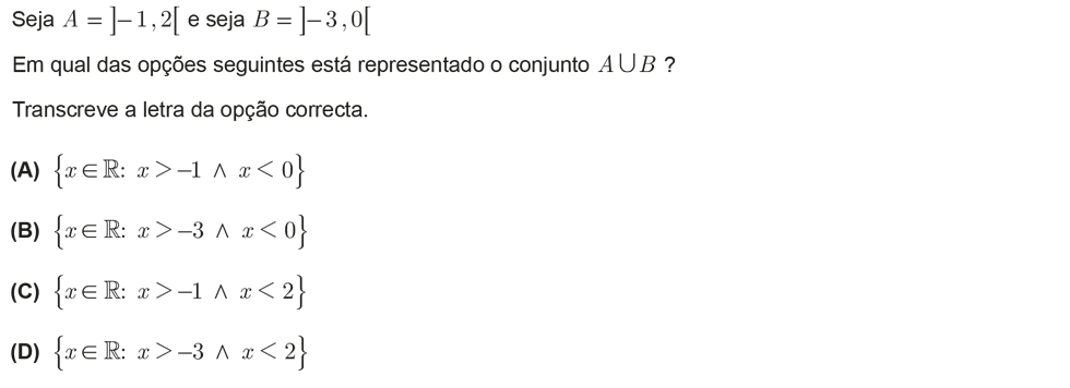 Exercício de escolha múltipla com origem no teste intermédio de matemática do 9º ano, publicado em 2011-02-07.