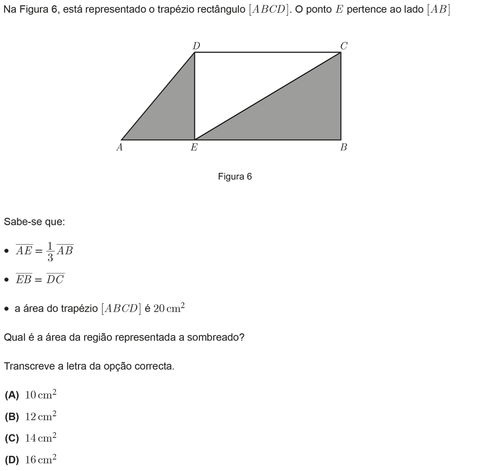 Exercício de escolha múltipla com origem no teste intermédio de matemática do 9º ano, publicado em 2011-02-07.