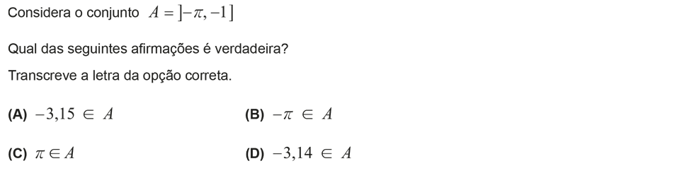 Exercício de escolha múltipla com origem no teste intermédio de matemática do 9º ano, publicado em 2012-05-10.