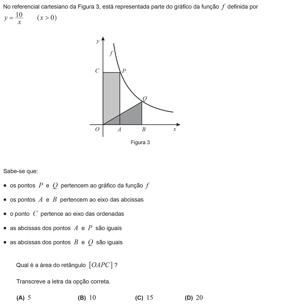 Exercício de escolha múltipla com origem no teste intermédio de matemática do 9º ano, publicado em 2012-05-10.