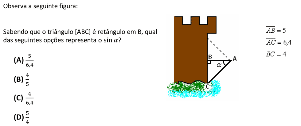 Exercício de escolha múltipla de matemática publicado em 2014