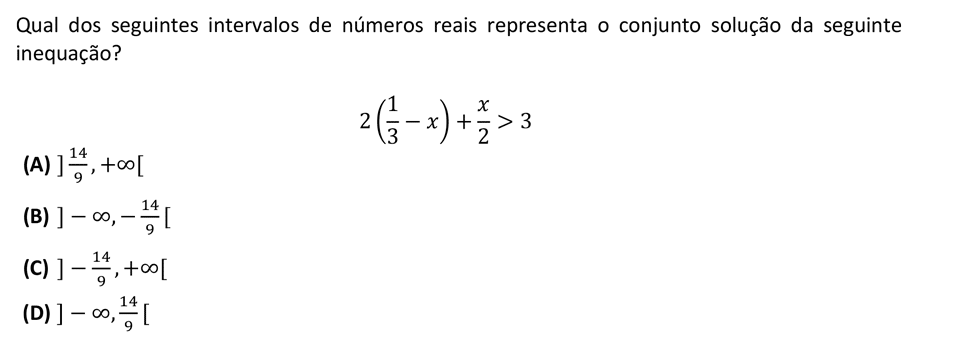 Exercício de escolha múltipla de matemática publicado em 2014