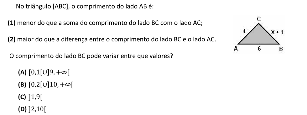Exercício de escolha múltipla de matemática publicado em 2014