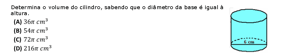 Exercício de escolha múltipla de matemática publicado em 2014