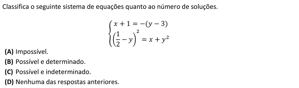 Exercício de escolha múltipla de matemática publicado em 2014