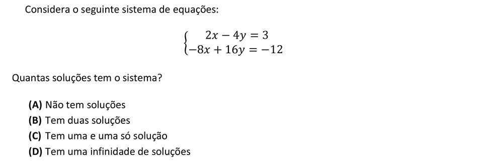 Exercício de escolha múltipla de matemática publicado em 2014