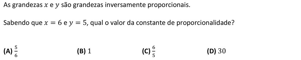 Exercício de escolha múltipla de matemática publicado em 2014