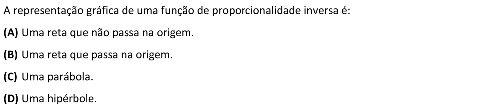 Exercício de escolha múltipla de matemática publicado em 2014