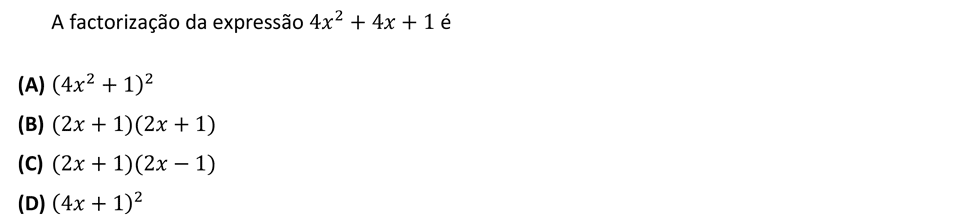 Exercício de escolha múltipla de matemática publicado em 2014