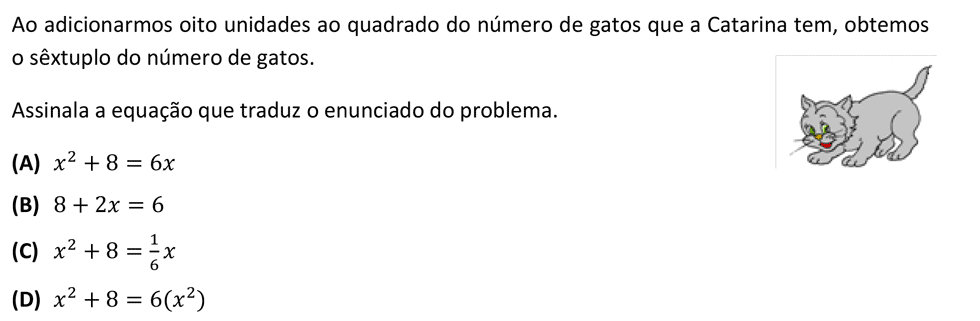 Exercício de escolha múltipla de matemática publicado em 2014