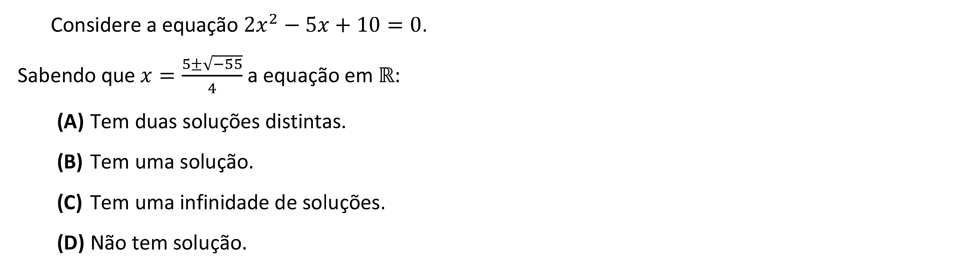 Exercício de escolha múltipla de matemática publicado em 2014