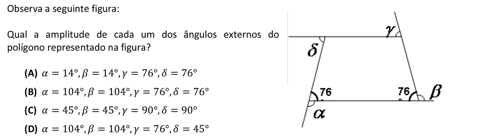 Exercício de escolha múltipla de matemática publicado em 2014
