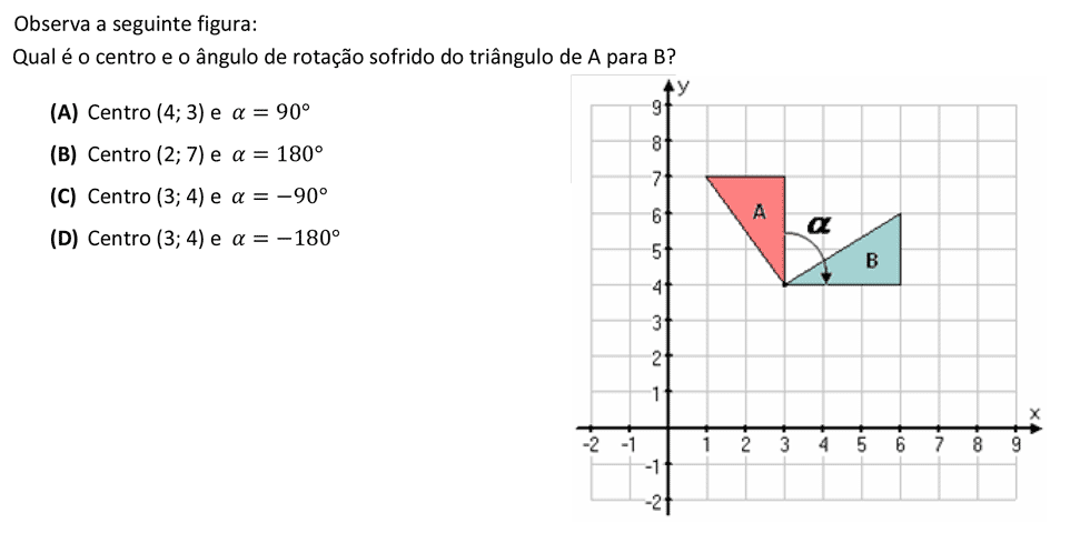 Exercício de escolha múltipla de matemática publicado em 2014