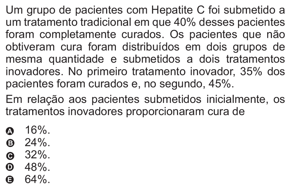 Exercício de escolha múltipla de matemática do ENEM de 2010